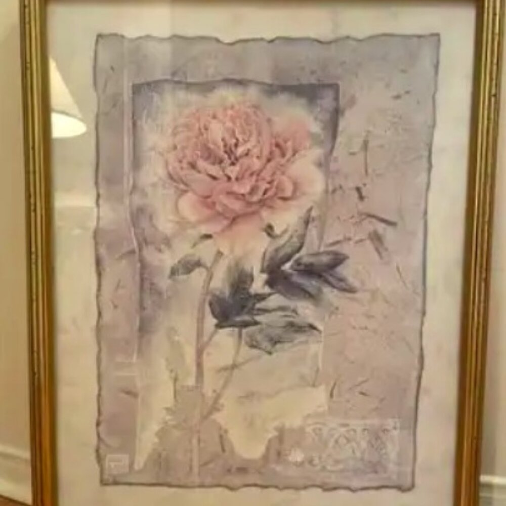 Romantic Impressionist Floral Art – Framed Wall Piece 25" x 31"